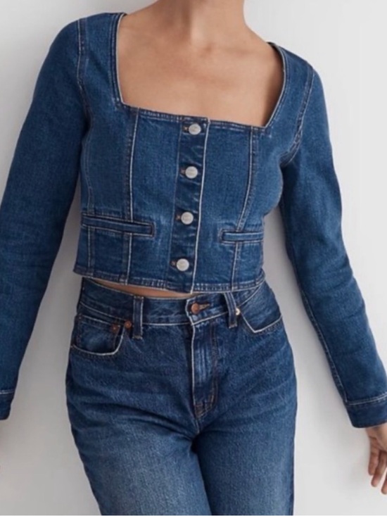 Madewell Tops - Madewell Denim Square Neck Crop Top